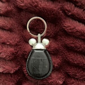 Silver with Black leather Mickey Mouse Keychain